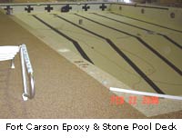 Fort Carson epoxy and stone pool deck